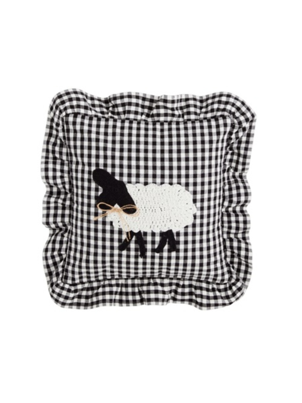 MUD PIE NWT GINGHAM CROCHET
SHEEP PILLOW -21”